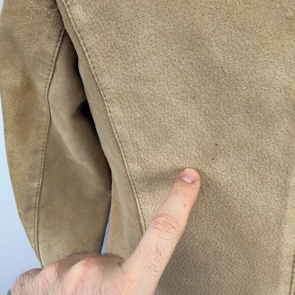 VINTAGE Suede Cropped Tan Camel Beige Blazer Jacket XS/S - Picture 6 of 7